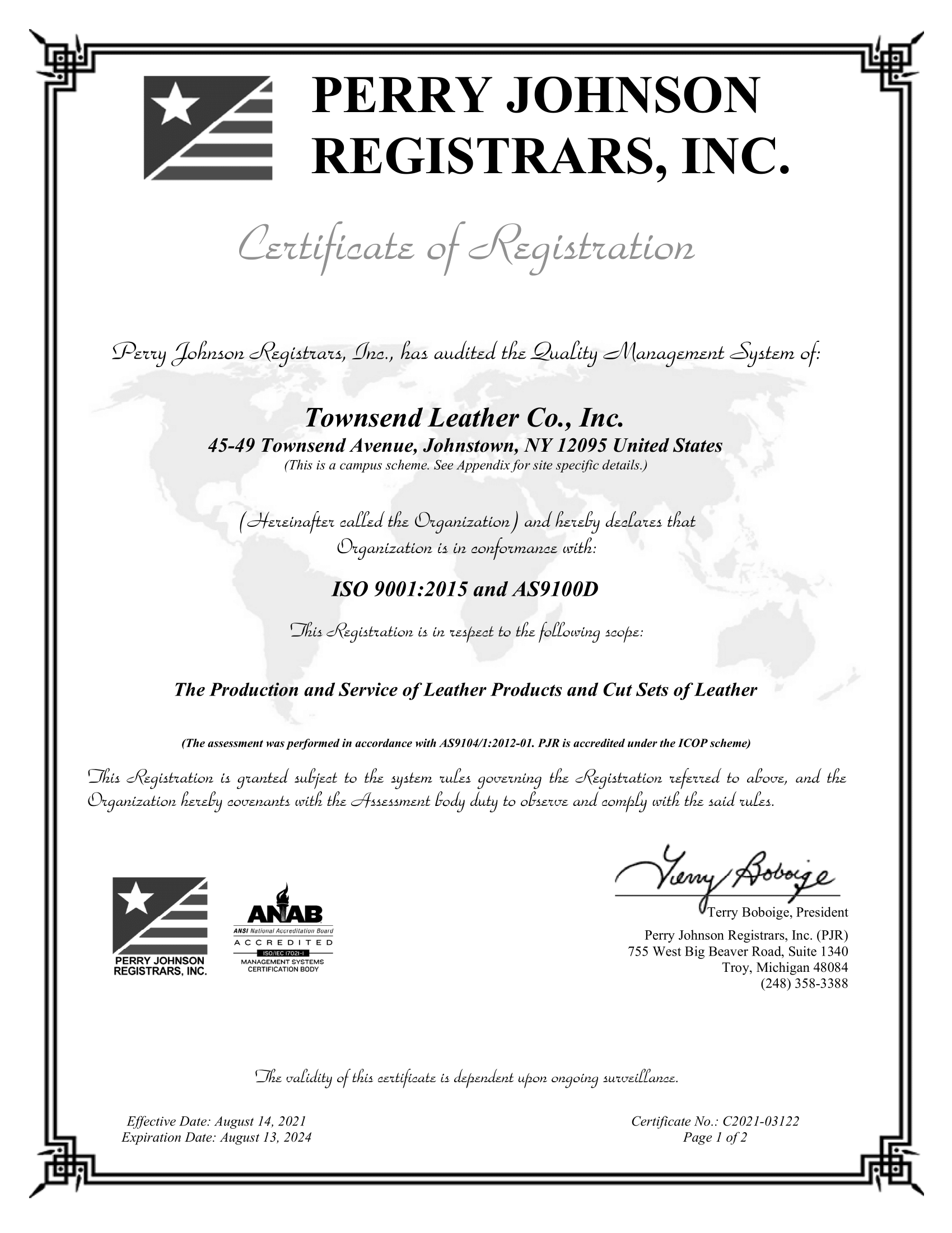 ISO AS9100 Certificate